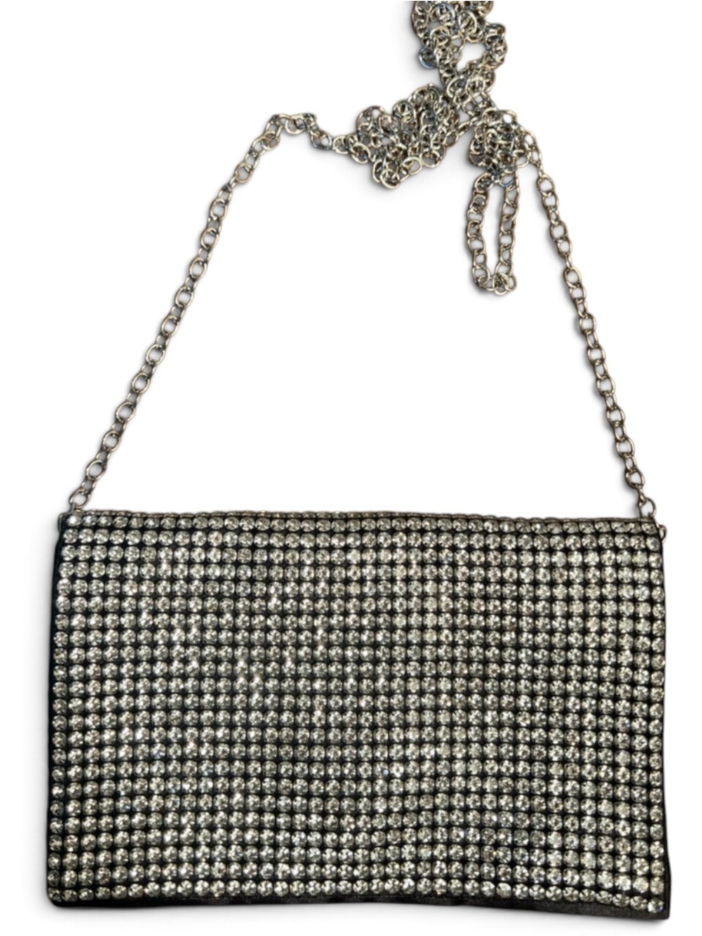Amber Sceats Stella Rhinestone And Black Satin Crossbody/Clutch Bag Purse